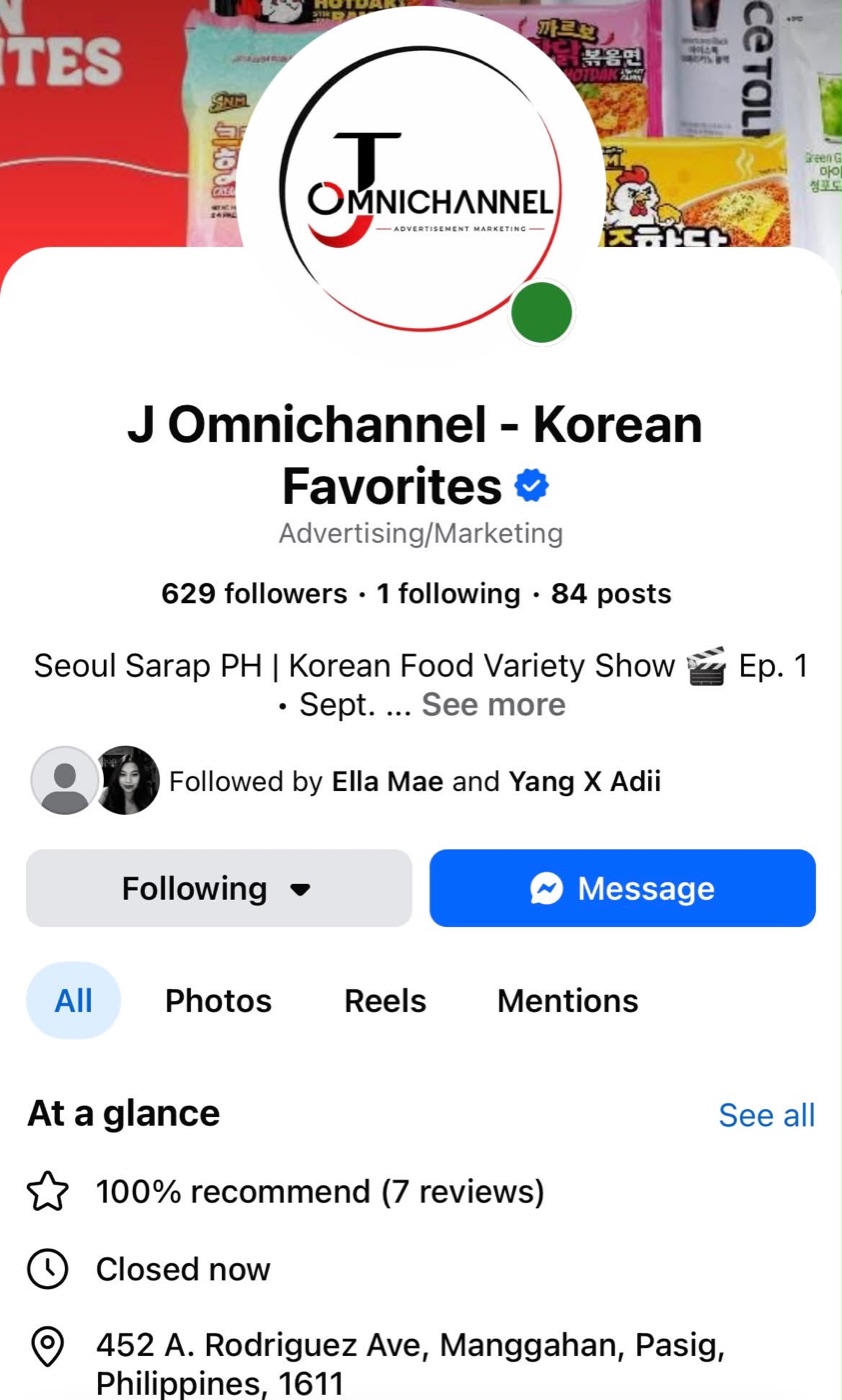 J Omnichannel Facebook page screenshot